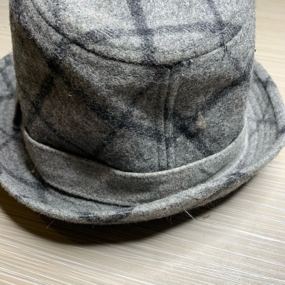 Karl Knox Gray Wool Plaid Fedora Hat
